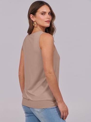 Image of ANRABESS Women Tank Tops Summer V Neck Sleeveless Casual Loose Fit Cute Cami Basic T Shirts Solid Tees 2026 Trendy Outfits