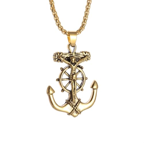 Bijoux Collier Jesus Ship pour homme pendentif retro vintage femme