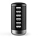 Produktbild JWCN USB Ladegerät, Comb USB Ladegerät 6-Port mit SI (Smart Identifikation) Technologie,Multi-Port USB Ladestation für iPhone, iPad, Samsung Galaxy, Nexus, HTC, Motorola, LG und weitere