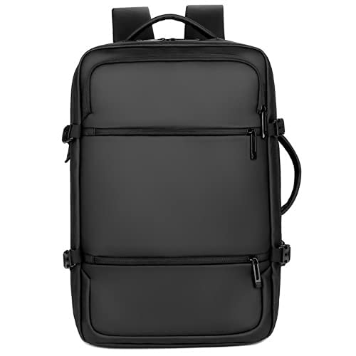Mochila negra de PU impermeable para hombre con doble asa elegante