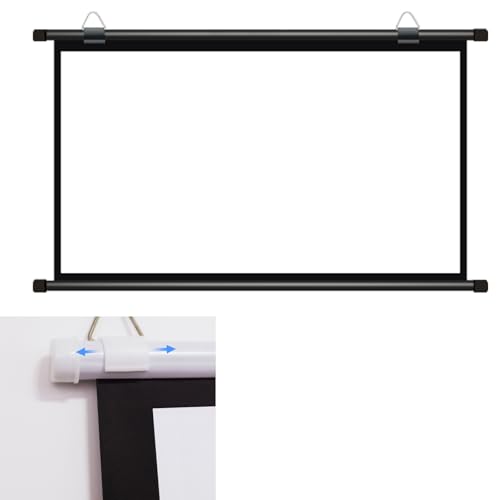 プロジェクター スクリーン 30/40/50/60/72インチ プロジェクタースクリーン 映画スクリーン ホームシアター マット 掛け軸タイプ 吊り下げ式 軽量持ち運び 壁掛け型 巻き上げ 吊り下げ 天吊り ロール式 HD 4K 壁と天井投影スクリーン 家庭(Black 16:9,30in)