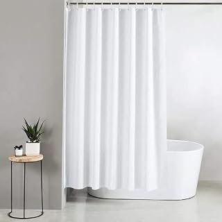 Blue Canyon Diamante Shower Curtains | 100% Polyester Shower Curtain | Anti-Bacterial Surface Treatment | Water Repellent| Weighted Hem | 180 X 180cm | 12 Reinforced Eyelets with Hooks (White)