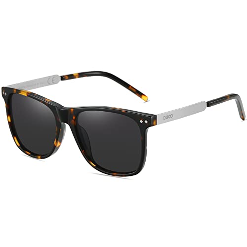 Image of DUCO Retro Square Polarized Sunglasses for Men Women Sun Glasses Acetate Frame 100% UV Protection 2143