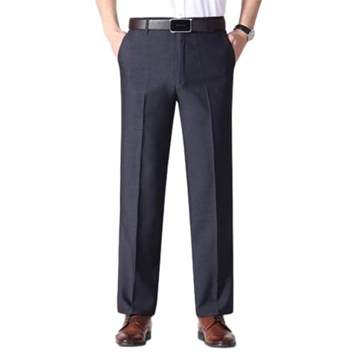 Truecups Mens Pants OldenEase Men’s Pleated Ice Silk High-Waist Comfort Pants for Seniors Lightweight & Breathable