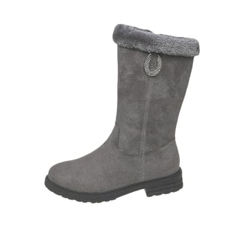 Bottes de neige d'hiver en daim pour femme avec rembourrage en peluche