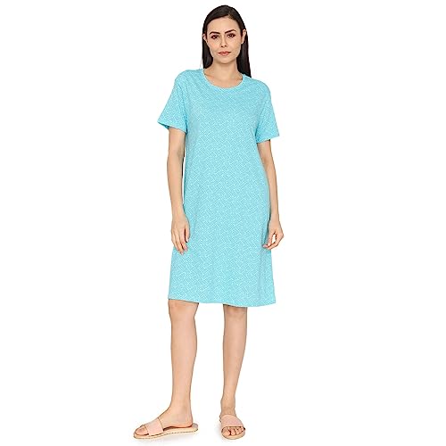 Image of Zivame Mickey & Friends Knit Cotton Knee Length Nightdress - Lemon Drop