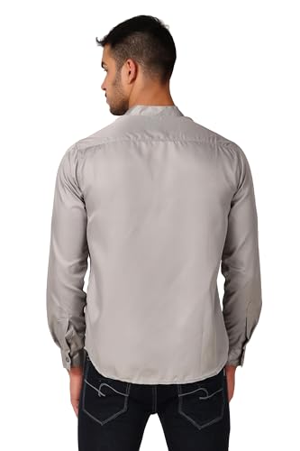 Image of Patrinus Pure Linen Mandarin Collar Full Sleeve Shirt