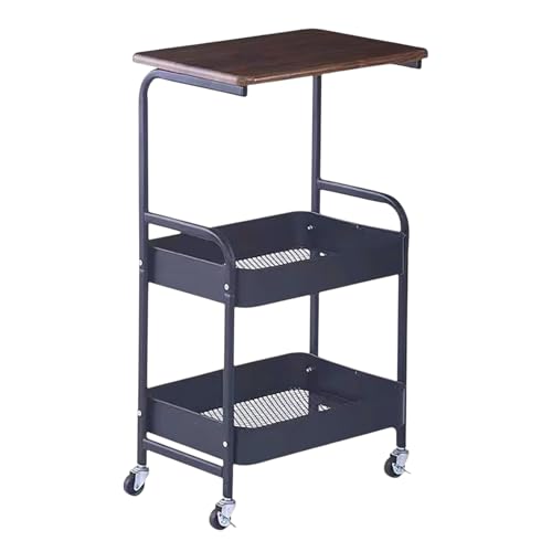 Carro de Almacenamiento Carrito Auxiliar con Ruedas Carro Cocina Carro Servicio Carrito Metalico con Ruedas 3 Niveles Carro Rodante Carro Organizador para Dormitorio Baño Oficina (CARRO-3P-NEGRO)