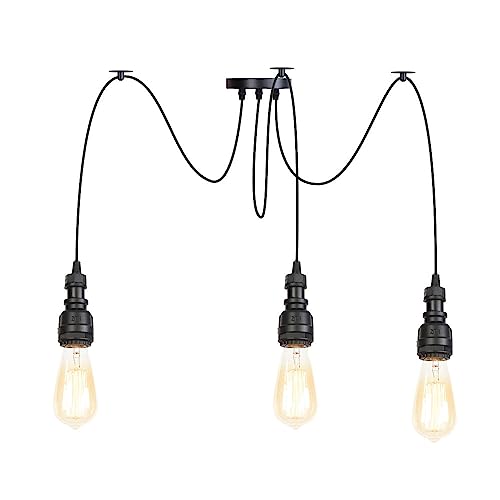 Luz de colgante retro E27 en acabado negro mate y diseño vintage atemporal