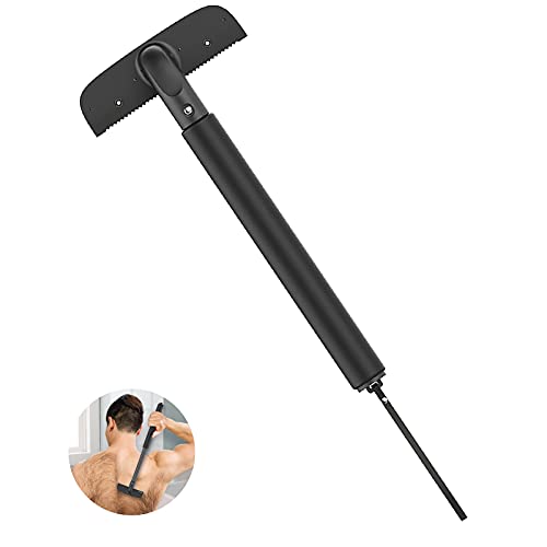 Retractable Back Hair Shaver, Sannofair Extra Long Handled Back Hair Removal, Body Hair Trimmer, Penny Refills, Non-slip Manual Shaver For Men Body Home