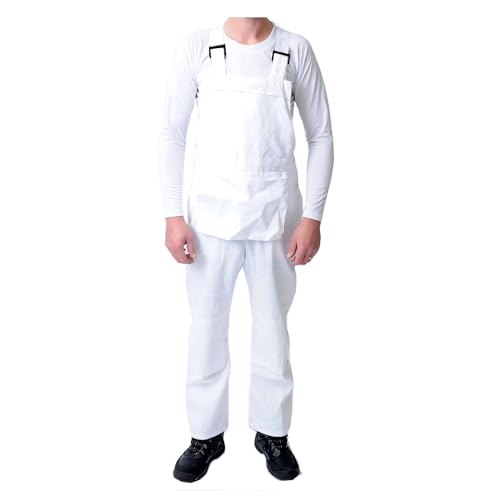GRS Bib and Brace Dungaree Overalls Painters Suit for Decorators Builders, White, 2XL
