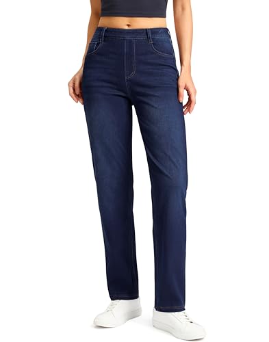 Image of Rammus Straight Leg Jeans for Women | Stretchy, Pull on, Sweatpant Jean, High Waisted, Denim Pants, Trendy, Jeggings, Bootcut, Comfortable