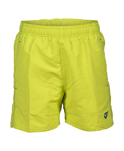 Arena Boys' Beach Boxer Solid R Swim Trunks, Soft Green-Neon Blue, 12-13 Boy's