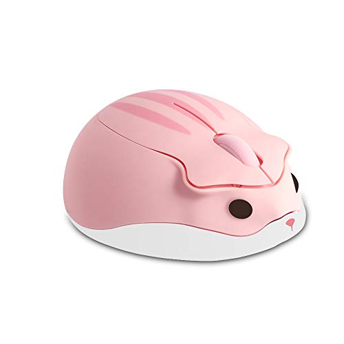 Ratón inalámbrico hámster rosa portátil óptico ideal para estudiar en la biblioteca en silencio