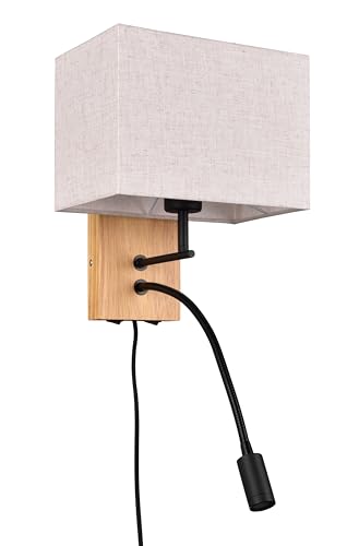 Trio Leuchten Wandleuchte Nilam 212870236, Holz naturbelassen, Schirm Stoff, exkl. 1x E27, Lesearm inkl. 3.1 Watt LED, Flex Connect, Weiß Trio Leuchten Wandleuchte Nilam 212870236, Holz naturbelassen, Schirm Stoff, exkl. 1x E27, Lesearm inkl. 3.1 Watt LED, Flex Connect, Weiß