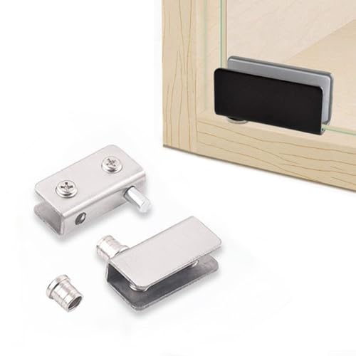 Cerniere per porte in vetro in acciaio inox, senza fori, per una facile installazione, cerniera a perno per porte di armadi e bagni (nero)