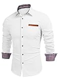JMIERR Jeanshemd Herren Hemd Freizeithemd Langarmhemd Cowboy-Style Business männer Kent-Kragen Casual,Weiß L