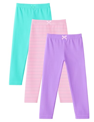 3 Pack Toddler Girls Pants Baby Girl Stripe Leggings Basic Cotton Clothes Size 18M-5T