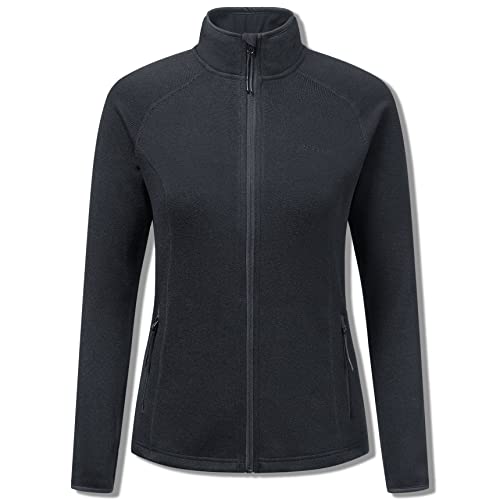 Town&Field Women's Sweater Fleece Jacket Long Sleeve Full Zip Sweatshirts Athletic/Casual Lightweight For Spring (Black,L) #TOP7