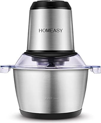 Foto di HOMEASY Tritatutto Elettrico 2L Frullatore Multifunzionale con Ciotola in Acciaio Inox 350W Mini Robot da Cucina per Frutta Verdura Carne Spezie ecc