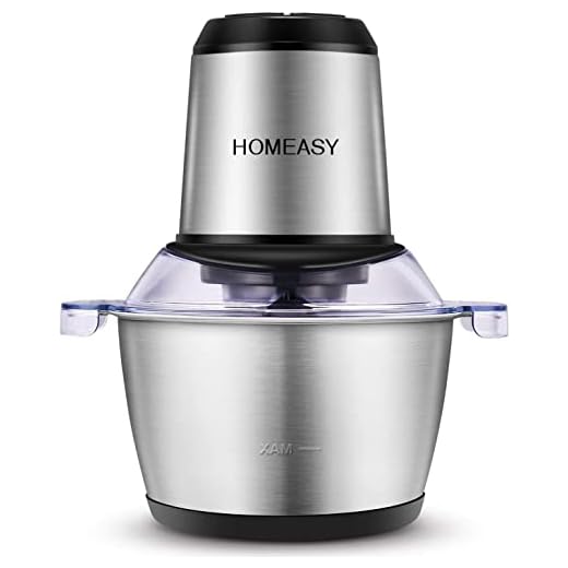 HOMEASY Tritatutto Elettrico 2L Frullatore Multifunzionale con Ciotola in Acciaio Inox 350W Mini Robot da Cucina per Frutta Verdura Carne Spezie ecc