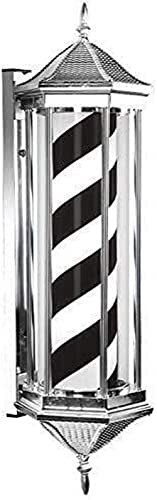 Enseigne barber pole lumineux et rotatif de 85 cm pour salon de coiffure
