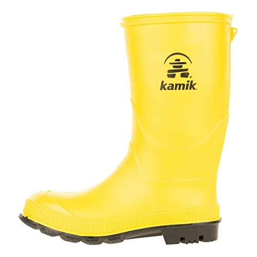 Kamik Kids Stomp Waterproof Rain Boots,Yellow/Black Sole,13