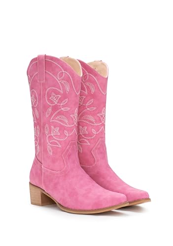 Image of IUV Cowboy Boots For Women Pointy Toe Women's Western Boots Cowgirl Boots Mid Calf Boots