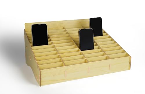 HengTianMei Wooden Desktop Storage Box Mobile Phone Management Storage Box Creative Desktop Office Meeting Finishing Grid Multi Cell Phone Rack Display (New 48)