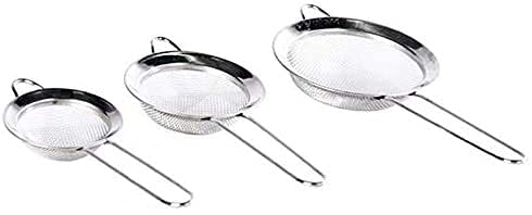 Set of 3 Stainless Steel Fine Mesh Strainers Kitchen Cooking Baking Accessory