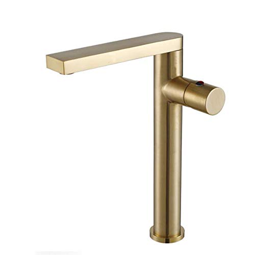 Mitigeur de lavabo rotatif or brossé robinet haut eau chaude et froide