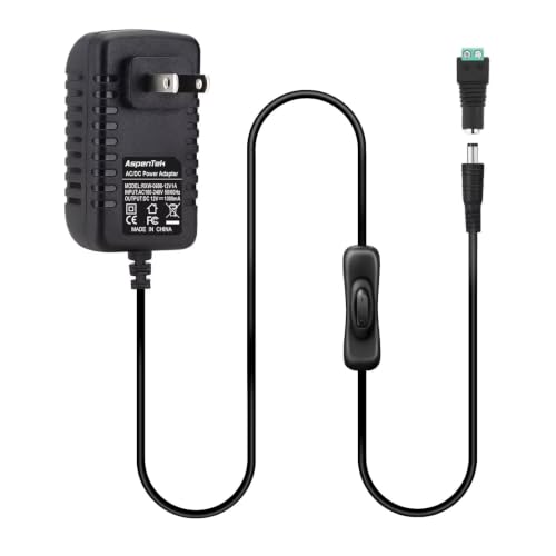 AspenTek DC 12V Power Supply Adapter with Inline On Off Switch