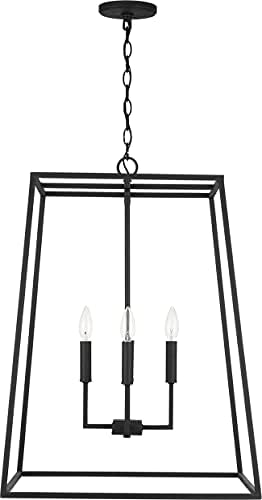 Capital Lighting 337341BI Clint Bold Lantern Candle Pendant, 4-Light 240 Total Watts, 29" H x 21" W, Black Iron