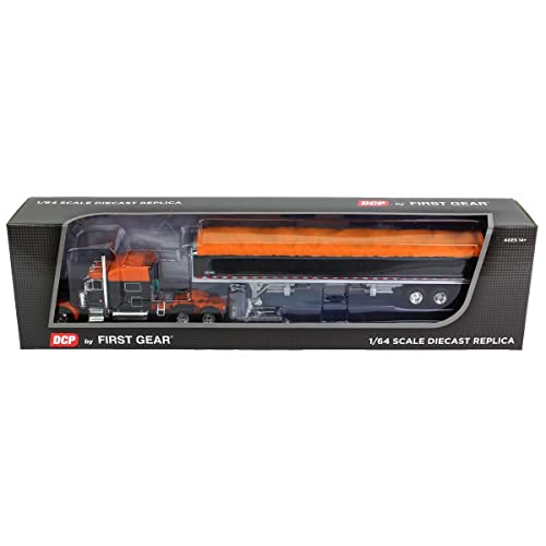 Dcp Products 1/64 Black & Orange Peterbilt 379 W/ 50' Wilson Pacesetter Grain Trailer 60-1272 #TOP4