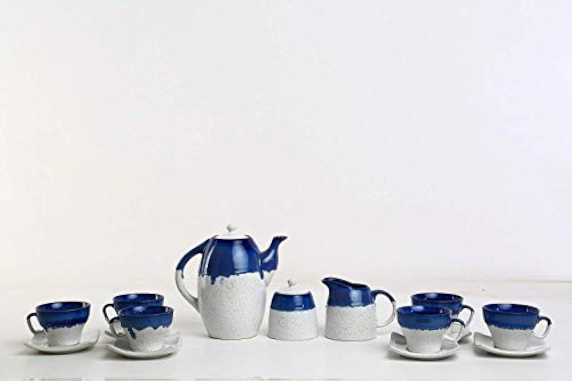 Ceramic Handmade Blue & White Studio Tea Set, 15 pcs