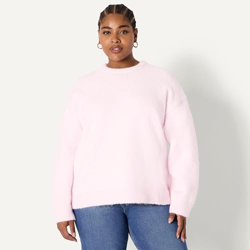 Amazon Essentials Women's Oversized-Fit Faux Mohair Crewneck Sweater, Pastel Lilac, Large - image 6