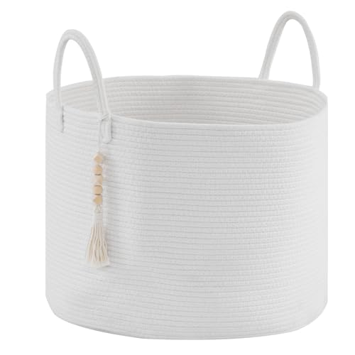 Youdenova Panier à linge tressé grand 65L - Panier de rangement pour couvertures et jouets - Idéal pour salon, chambre d'enfant - Collecteur de linge - 50 x 33 cm -...