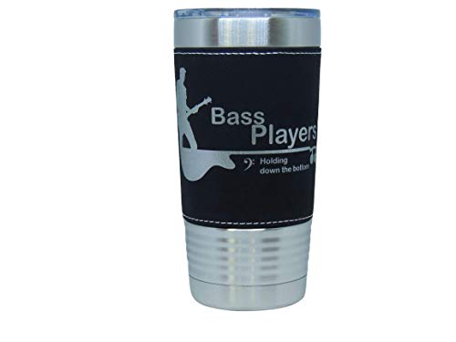 Bass Guitar Player Leather Wrapped Vacuum Insulated Tumbler 20 Oz Stainless-Steel Vacuum Mug For Music Lovers, (Black) #TOP24