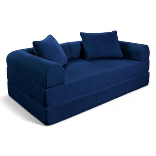 El Mejor Listado de Sofa Cama Moderno para comprar hoy. 48 Naap Concept Sofá Cama Teddy Chenille | Diseño Convertible | Hecho 100% de Espuma | Comodidad y Versatilidad | 200x100x65 cm (Zafiro)