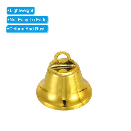PATIKIL Mini Craft Jingle Bells (50pcs, 0.6" Metal), Hanging Bells for DIY Parties Weddings, Christmas Decorations - Yellow - Image 3