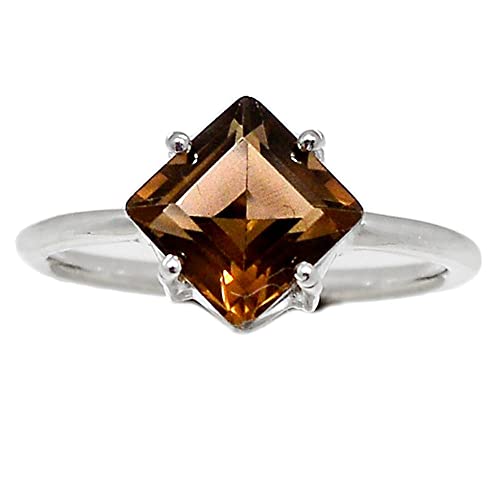 Genuine 2ct Smoky Topaz Engagement Ring