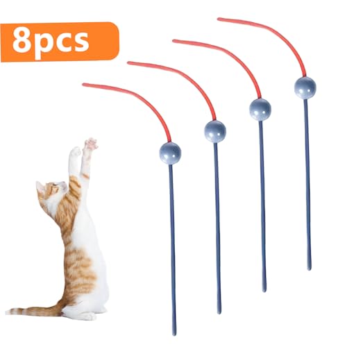 Varita de plástico para gatos de interior, 8 repuestos interactivos para ejercicio diario 6