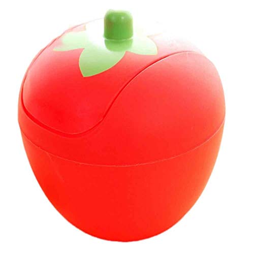 YJYdada Fresa Computadoras de Escritorio Mini Creativo Cubierto Cocina Cuarto de Estar Bote de Basura - Rojo