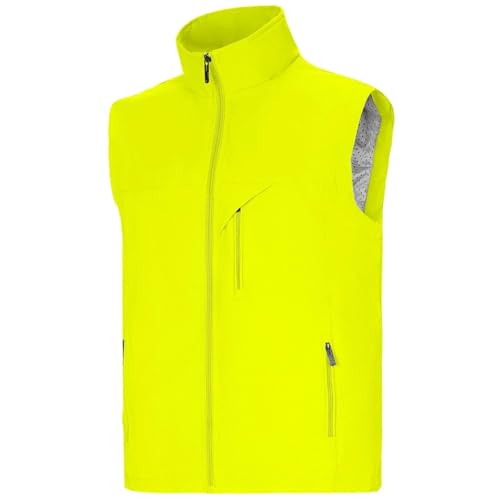 Image of Mens Vests Outerwear Windproof Lightweight Softshell Sleeveless Jacket | Breathable Zip Up Multi-Pockets Quick Dry Sports Vest for Golf Hiking Fishing Running