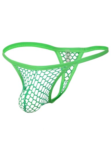 ohmydear Men's Fishnet Underwear Sexy Mesh G-String See Through Thong Breathable Bikini T-back Panties