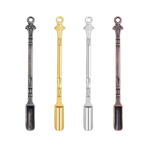 4 Piezas Cuchara Pequeña de Metal para Rapé, Cuchara Medicinal para Llenar Viales con Medicina, Sales, Hierbas, Cera, Aceite, Arena