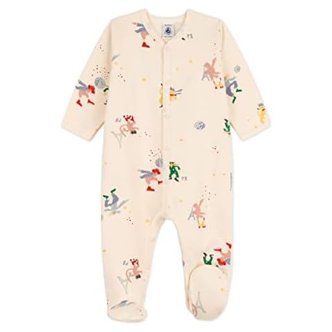 Petit Bateau Kinder Unisex A05HF Fleece-Schlafanzug für Babys, Avalanche/Multico, 12 Monate Cover