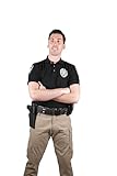 First Class Black Poly Cotton Security Short Sleeve Polo Shirts for Security Guard (4XL, Short Sleeve)