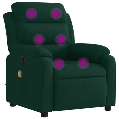 Sillón reclinable masaje terciopelo verde oscuro miniatura 1