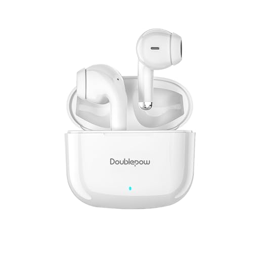 Doublepow LP40 Pro Wireless Earbuds, Bluetooth 5.3 Headphones with Microphone, Dual Stereo Noise Canceling Headphones, Low Latency, Sports Earbuds, Suitable for Running, Cycling(White)